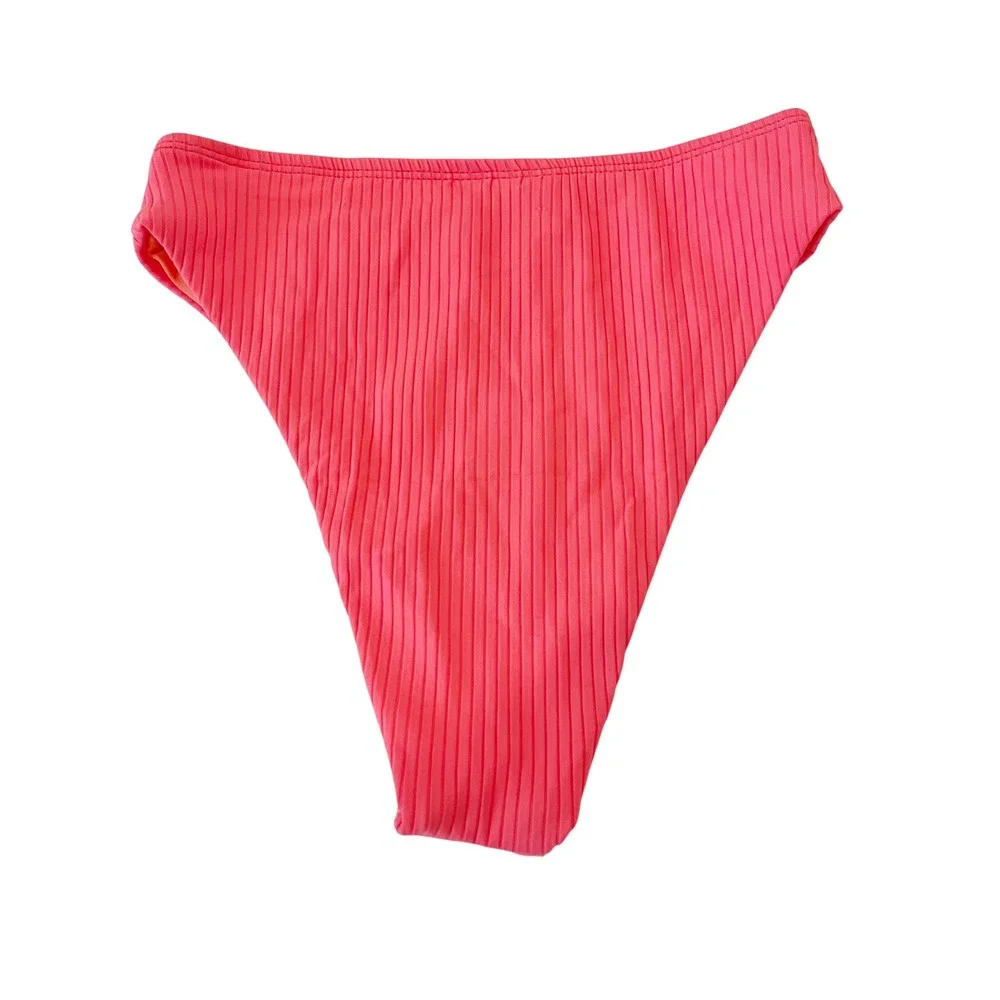 NEW Lulus Bright Ribbed High Cut Bikini Bottoms LU18332 Small NWT